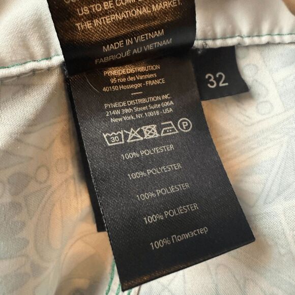 PullIn Men's Geometric Print Stretch Drawstring Swim Trunks Green Size 32 - Picture 4 of 9